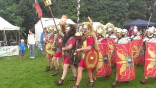 Roman Reenactment at the Amphitheatre in Caerleon Marching In [upl. by Enailil]