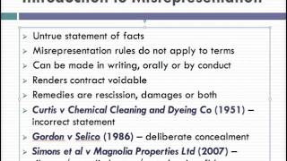 Misrepresentation Lecture 1 of 4 [upl. by Okiam]